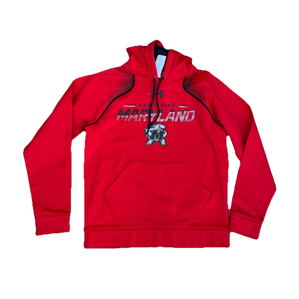 Under Armour Maryland Terps Hoodie Men's Sz Small Cold Gear Loose Fit Fleece UMD